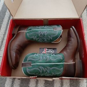 Justin Boots Men's Western Boots in Brown and Green